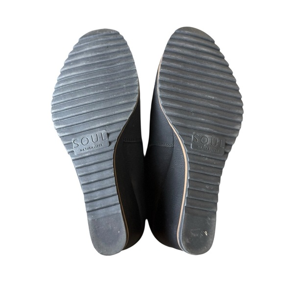 Soul Naturalizer Hudson Womens Sz 8.5 Black Faux Leather Zip Wedge Ankle Booties - Picture 7 of 9